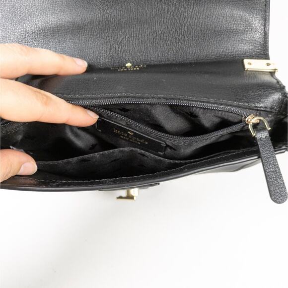 KATE SPADE Black Robyn Crossbody Medium Saddle Bag Leather Women's - Picture 9 of 9